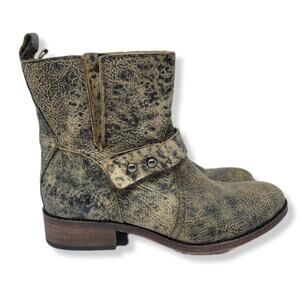 Spirit by Lucchese Leather Olivia Short Ankle Boots Zip Moto Western Sand Size 7